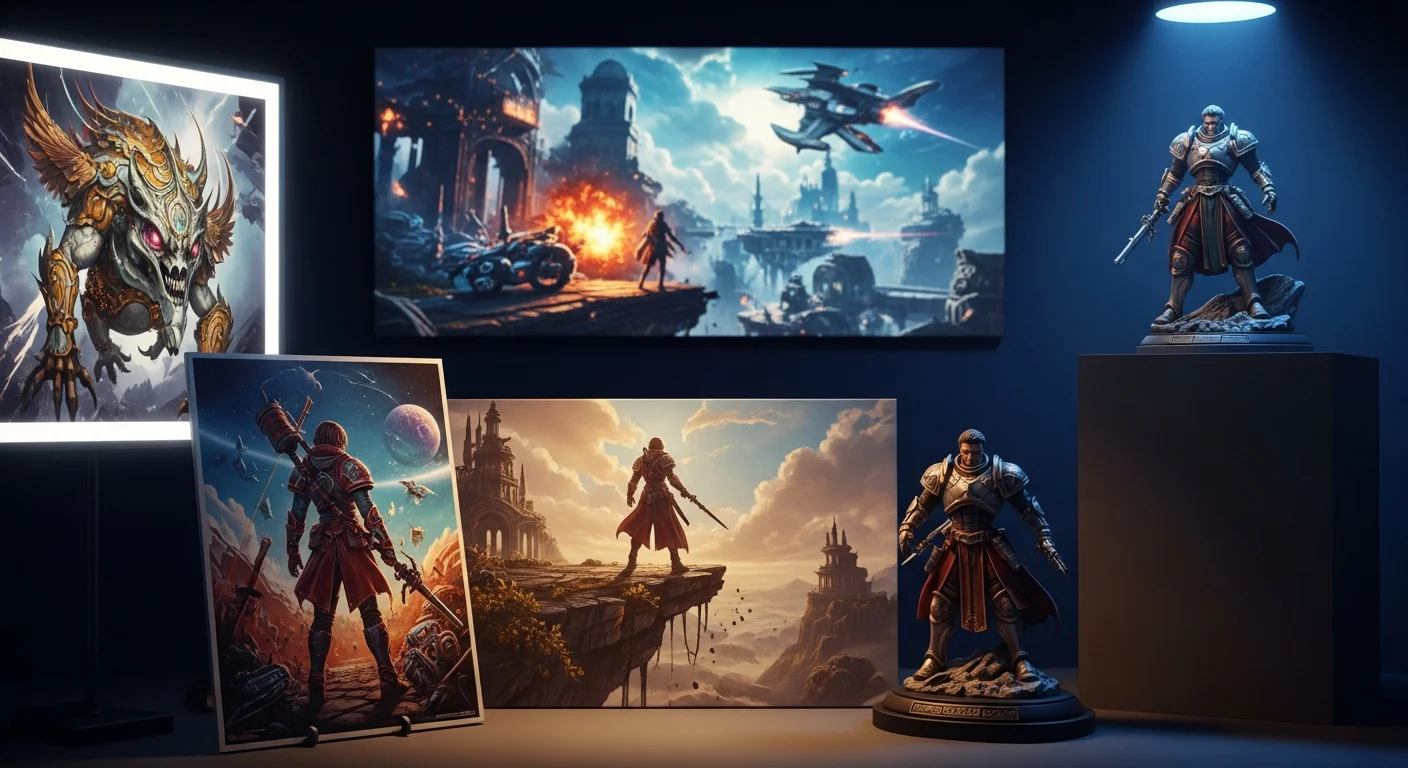 A stunning landscape from the latest open-world RPG showing a character overlooking a vast digital ocean